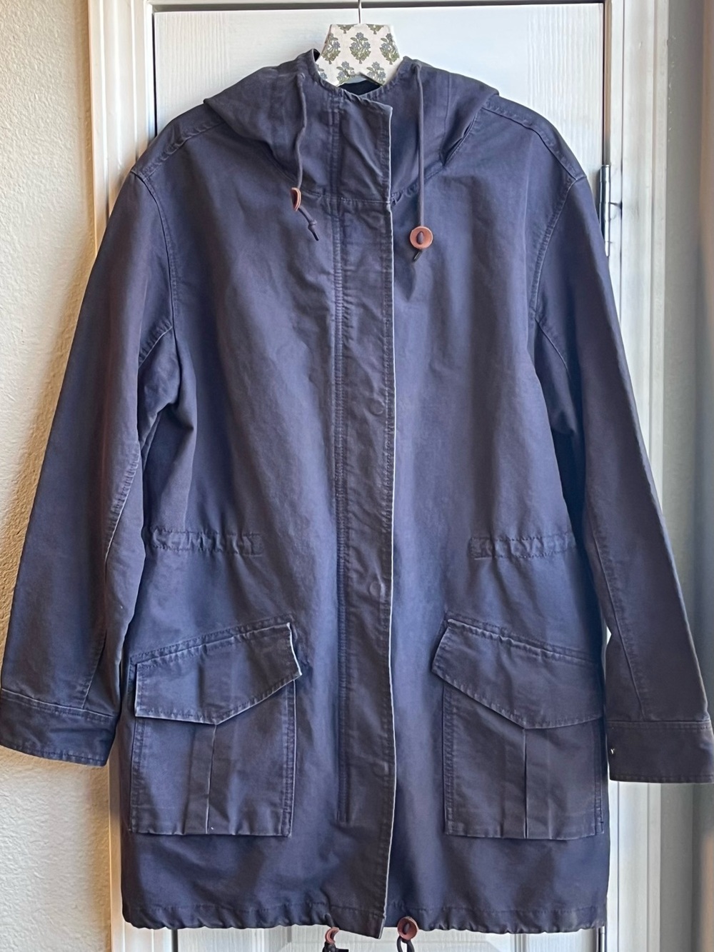 Abercrombie & Fitch Hooded Utility Parka Anorak Jacket Navy Cotton Women’s L